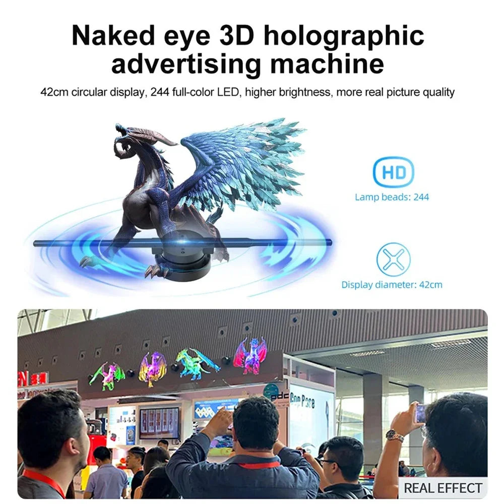 Revolutionary 3D Hologram Fan - 42CM WiFi Holographic Projector for Stunning Advertising Displays in Stores, Bars, Parties, and Christmas Events