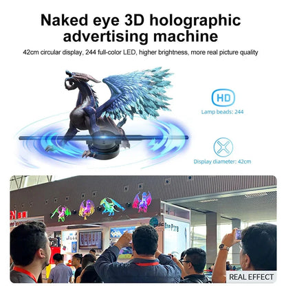 Revolutionary 3D Hologram Fan - 42CM WiFi Holographic Projector for Stunning Advertising Displays in Stores, Bars, Parties, and Christmas Events