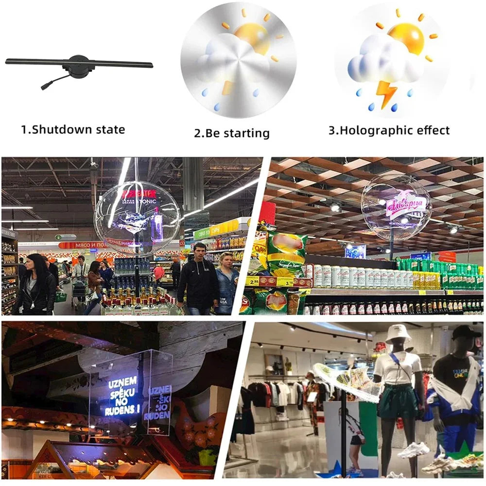 Revolutionary 3D Hologram Fan - 42CM WiFi Holographic Projector for Stunning Advertising Displays in Stores, Bars, Parties, and Christmas Events