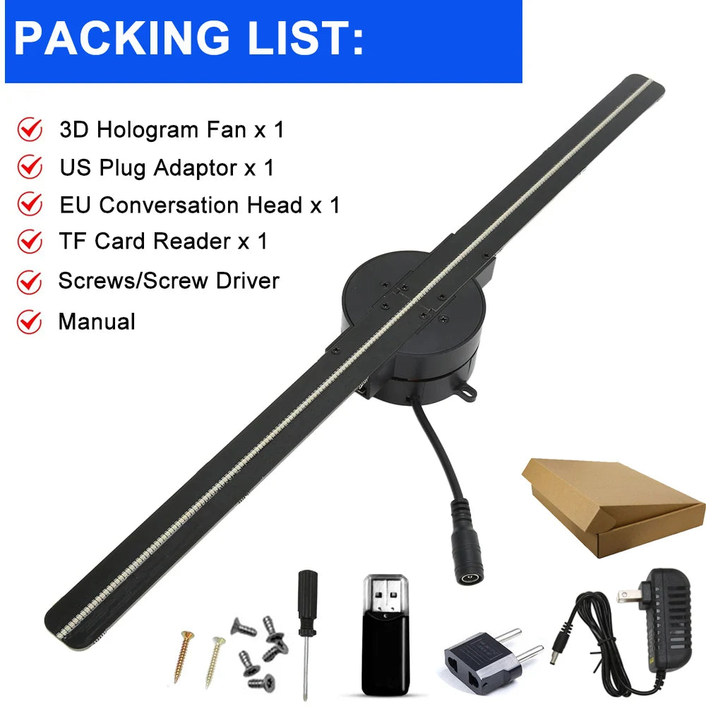 Revolutionary 3D Hologram Fan - 42CM WiFi Holographic Projector for Stunning Advertising Displays in Stores, Bars, Parties, and Christmas Events